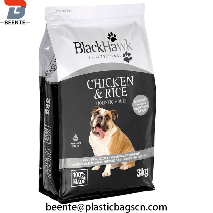 Large Flat Bottom Pet Food Packaging Plastic Bag